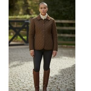 VTG Marvin Richards Women's Choclate Brown Diamond Quilted Riding Jacket Size XL